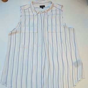 Sleeveless button down striped Shirt